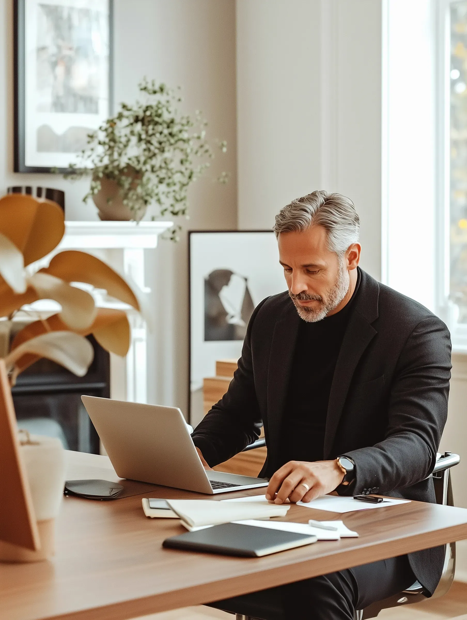 Founder working at a desk